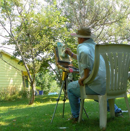 7.25.07 painting in side yard