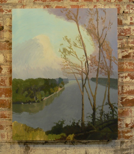 Afternoon on the Missouri River, Carroll County  30 x 24  Cradled panel