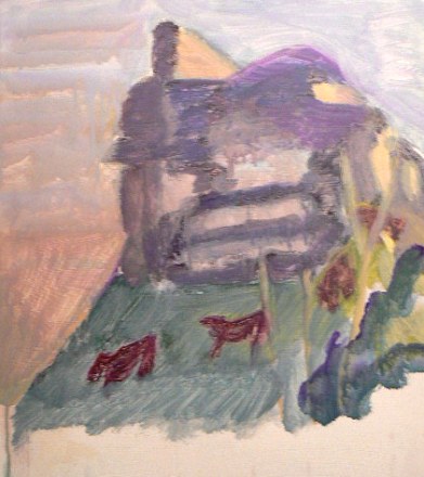 24x18 color wash_cows by quarry wall