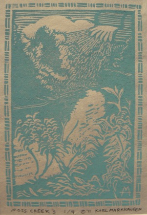 Moss Creek #3 by Karl Marxhausen, edition of 4, 6 x 4 inches, on mulberry paper