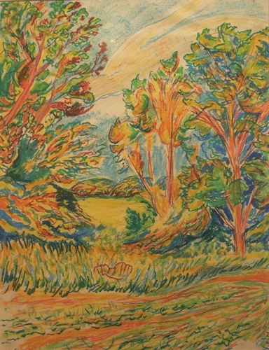 Trees In June by Joe Tonnar Oil Pastel
