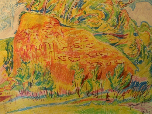 Mound by Joe Tonnar Oil Pastel framed