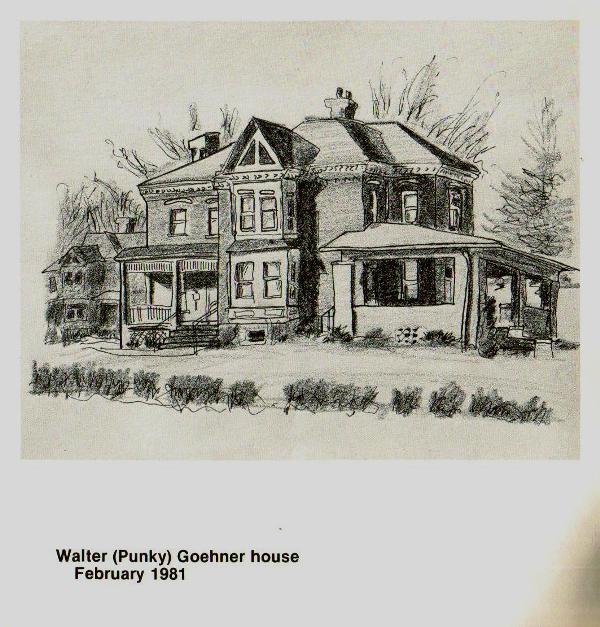 Goehner house by Karl Marxhausen Litho crayon and ink on paper