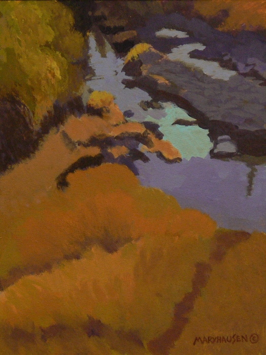 Stanley Creek In Orange and Blue  12 x 9 Acrylic