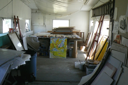 Inside his studio