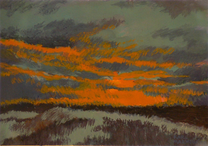 Sunset On Levee 9 x 12 Acrylic