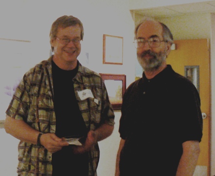 Karl with art collector Charles Steele at Heartland
              Merriam Exhibit 2009